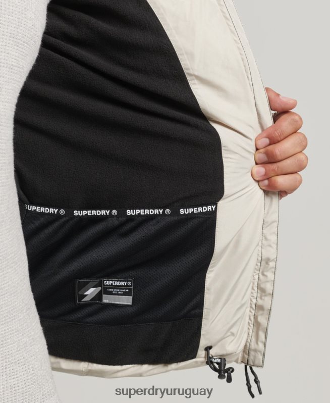uy Superdry hombres chaqueta deportiva acolchada con capucha beige DT2N8Z1071 ropa