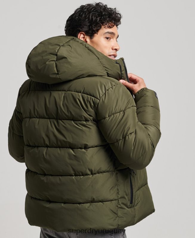 uy Superdry hombres chaqueta deportiva acolchada con capucha caqui DT2N8Z1020 ropa