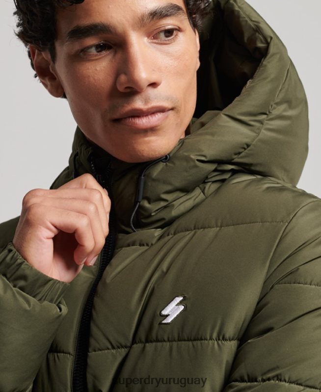 uy Superdry hombres chaqueta deportiva acolchada con capucha caqui DT2N8Z1020 ropa