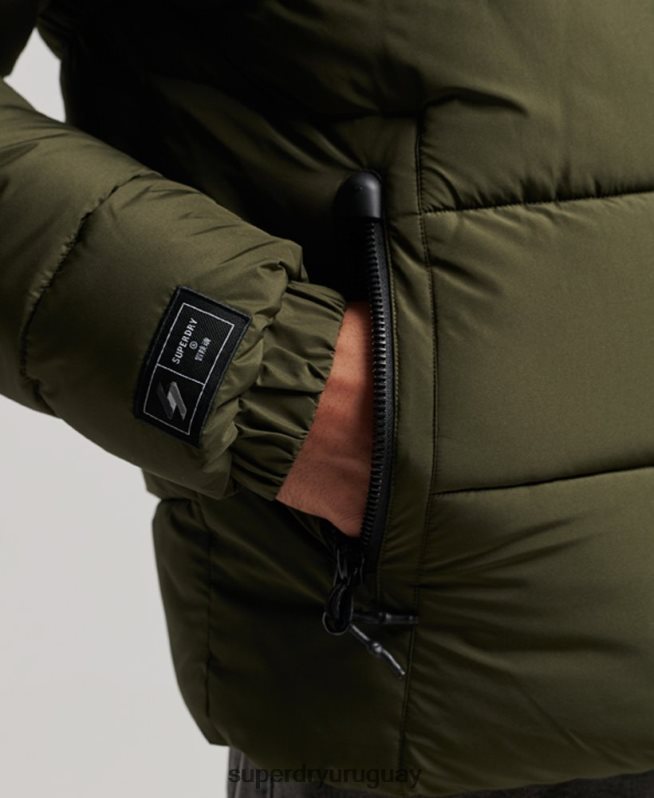 uy Superdry hombres chaqueta deportiva acolchada con capucha caqui DT2N8Z1020 ropa