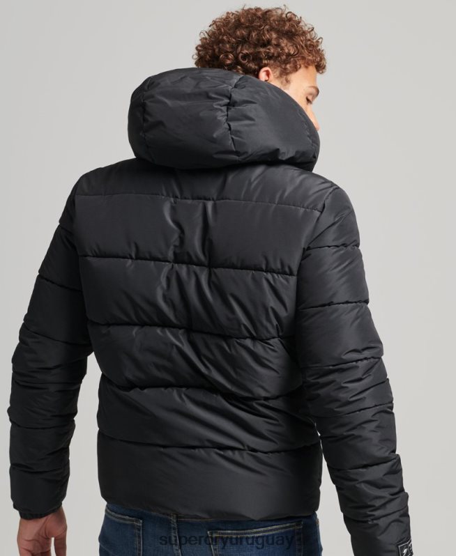 uy Superdry hombres chaqueta deportiva acolchada con capucha negro DT2N8Z1051 ropa