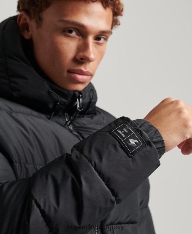 uy Superdry hombres chaqueta deportiva acolchada con capucha negro DT2N8Z1051 ropa