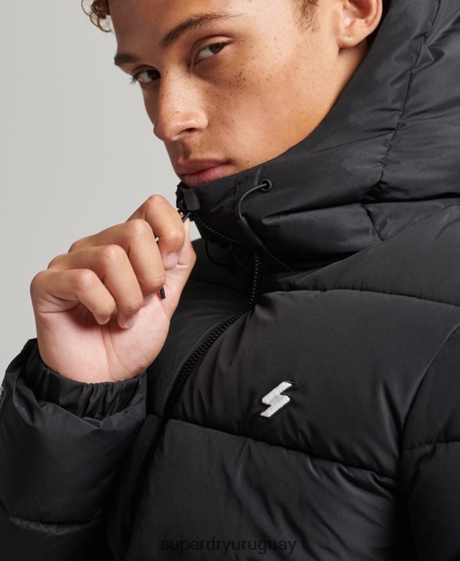 uy Superdry hombres chaqueta deportiva acolchada con capucha negro DT2N8Z1051 ropa