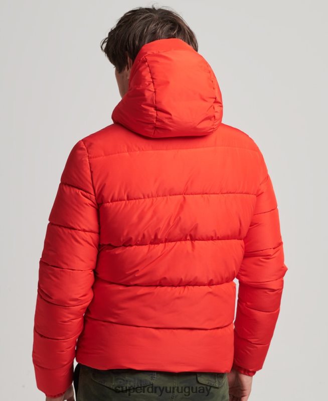 uy Superdry hombres chaqueta deportiva acolchada con capucha rojo DT2N8Z1031 ropa