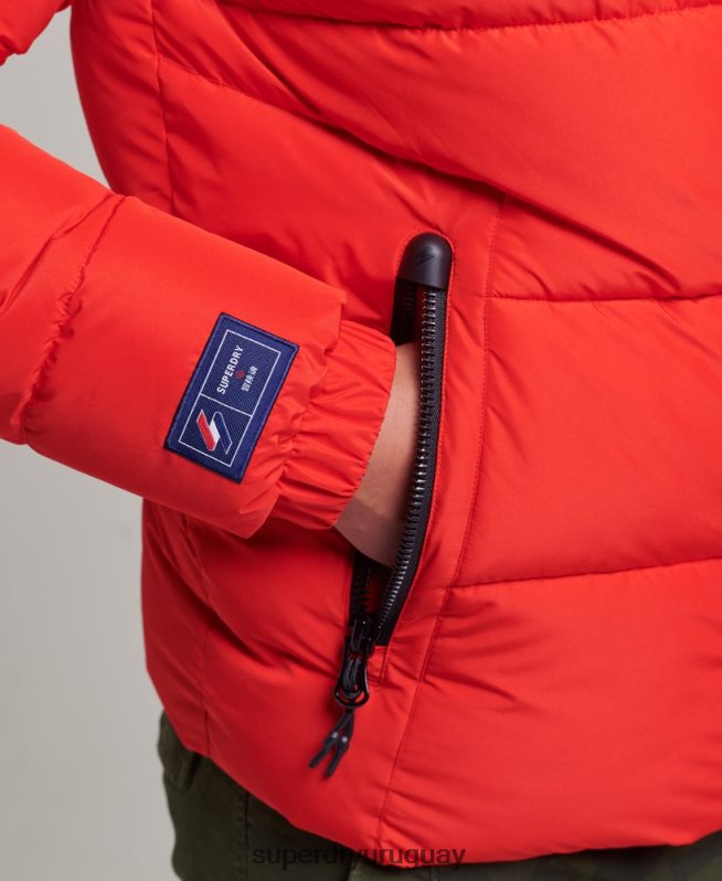 uy Superdry hombres chaqueta deportiva acolchada con capucha rojo DT2N8Z1031 ropa
