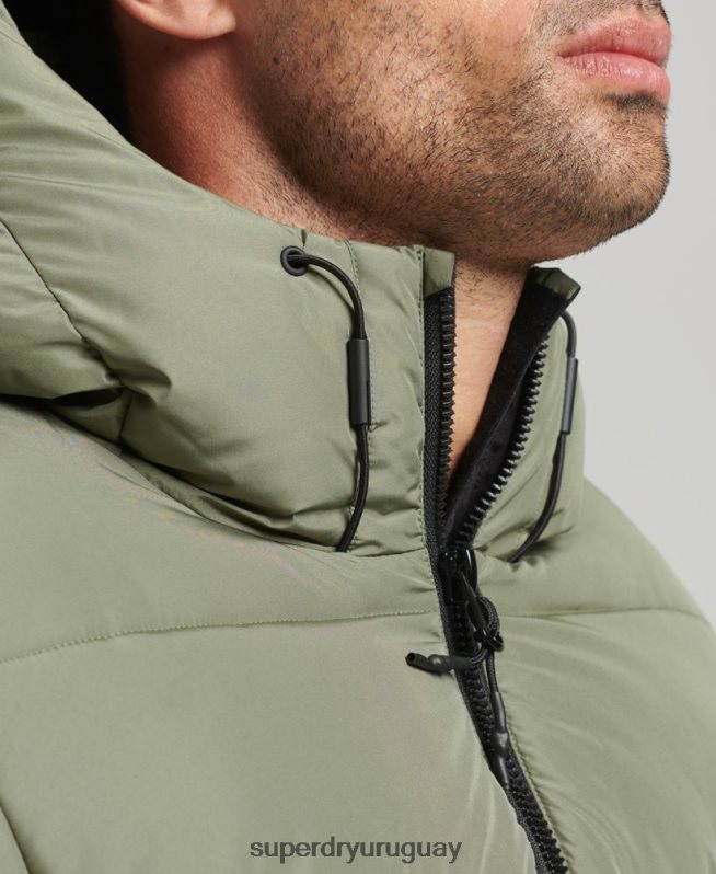uy Superdry hombres chaqueta deportiva acolchada con capucha verde DT2N8Z1019 ropa