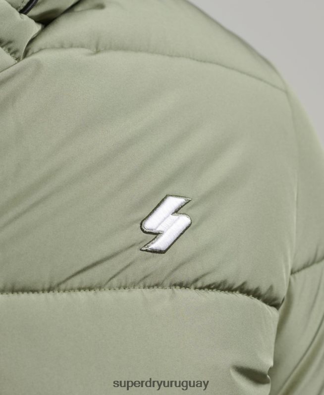 uy Superdry hombres chaqueta deportiva acolchada con capucha verde DT2N8Z1019 ropa