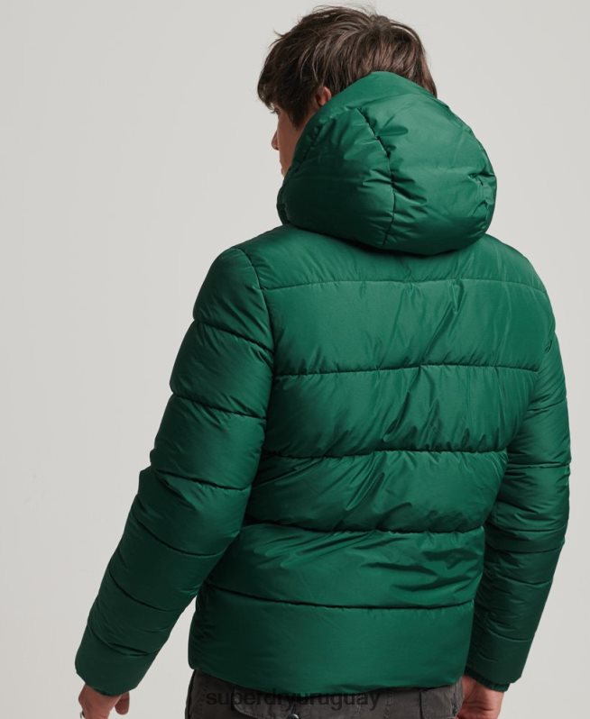 uy Superdry hombres chaqueta deportiva acolchada con capucha verde DT2N8Z1021 ropa