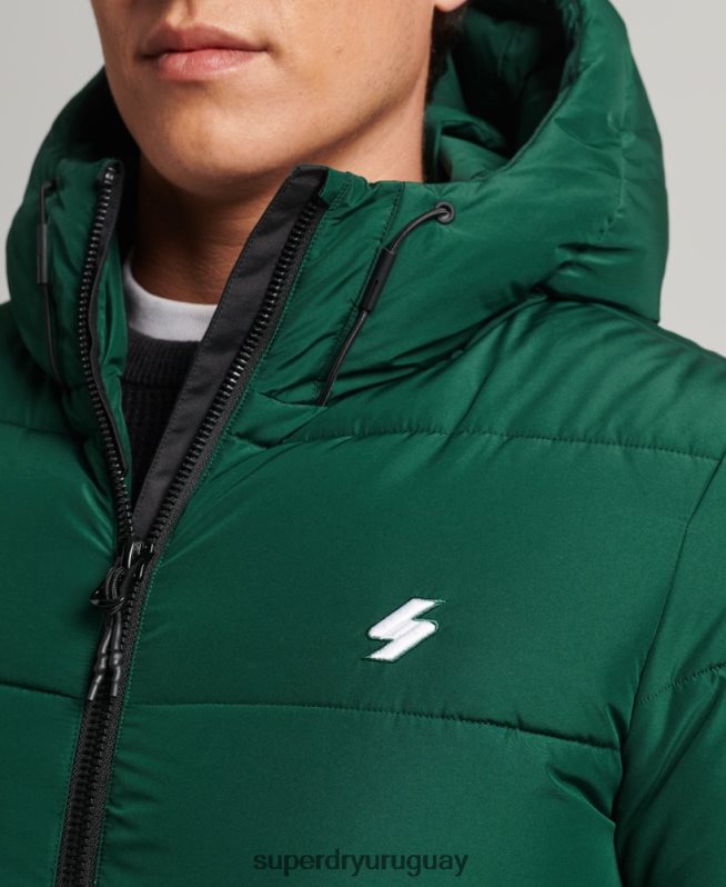 uy Superdry hombres chaqueta deportiva acolchada con capucha verde DT2N8Z1021 ropa