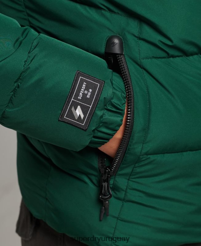 uy Superdry hombres chaqueta deportiva acolchada con capucha verde DT2N8Z1021 ropa