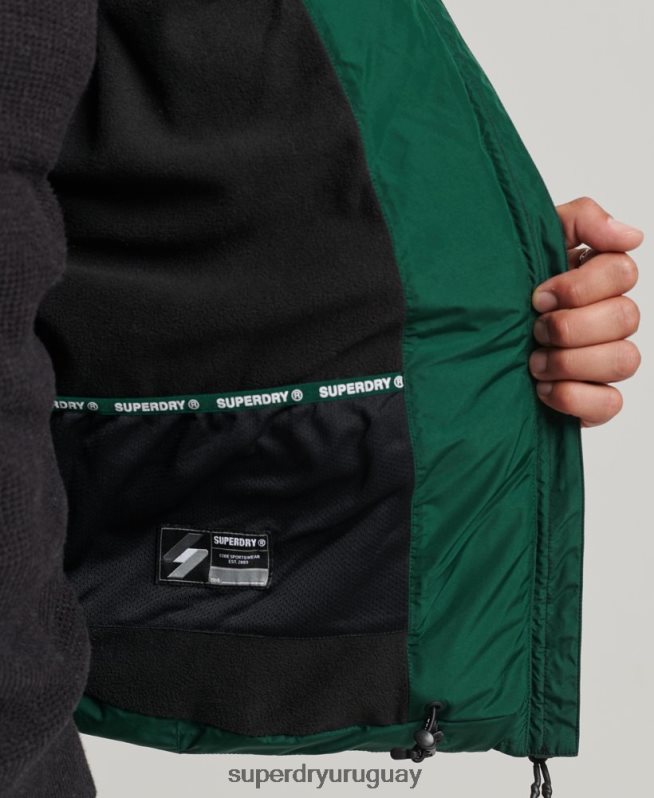 uy Superdry hombres chaqueta deportiva acolchada con capucha verde DT2N8Z1021 ropa