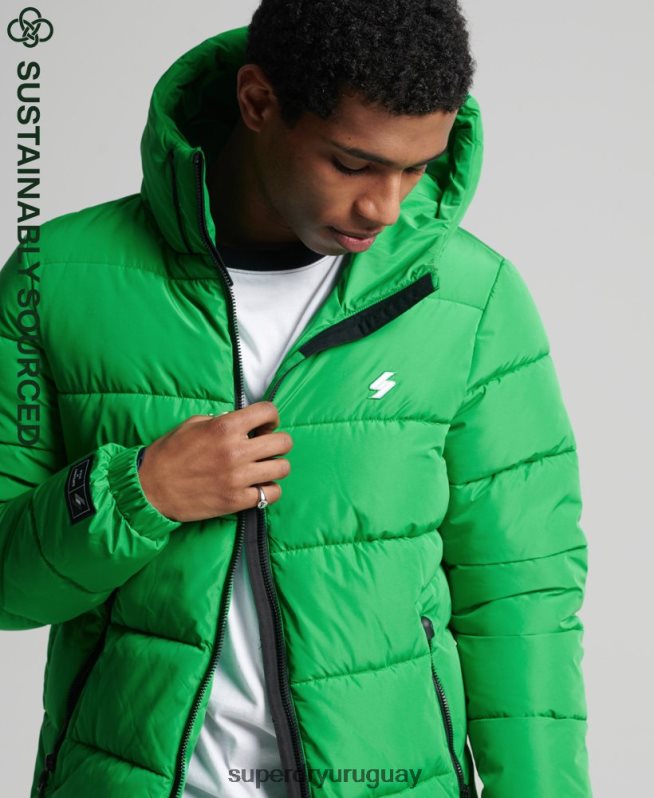 uy Superdry hombres chaqueta deportiva acolchada con capucha verde DT2N8Z1090 ropa