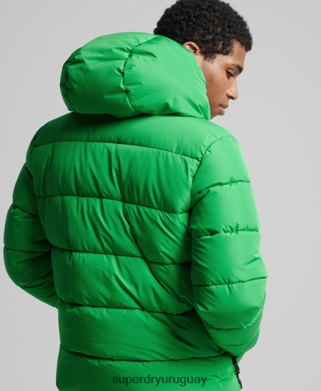 uy Superdry hombres chaqueta deportiva acolchada con capucha verde DT2N8Z1090 ropa