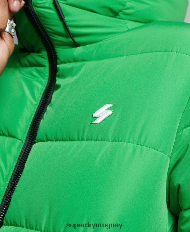 uy Superdry hombres chaqueta deportiva acolchada con capucha verde DT2N8Z1090 ropa