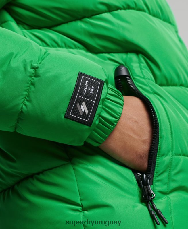 uy Superdry hombres chaqueta deportiva acolchada con capucha verde DT2N8Z1090 ropa