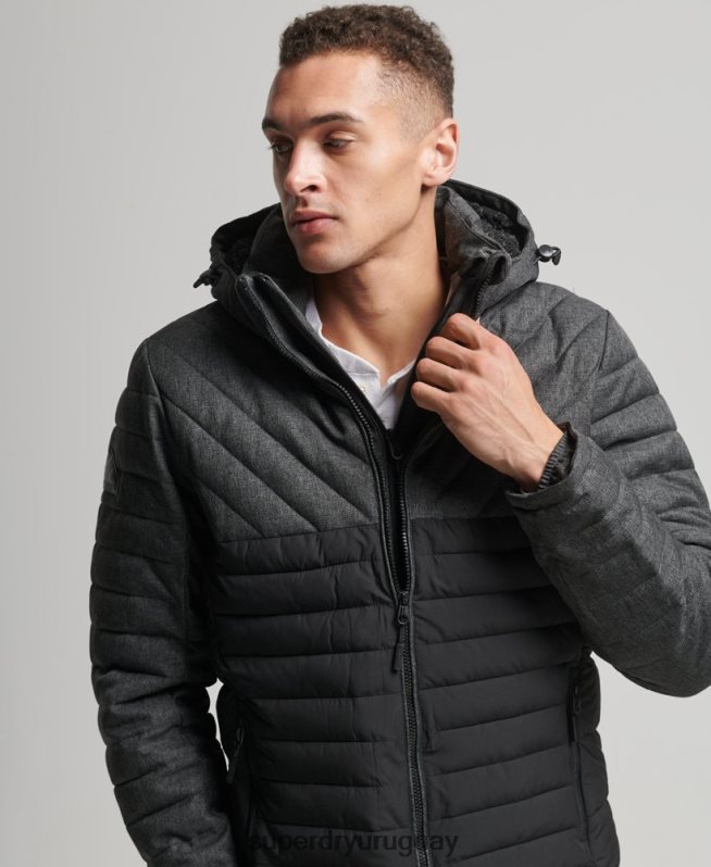 uy Superdry hombres chaqueta fuji de mezcla de tweed gris oscuro DT2N8Z4548 ropa