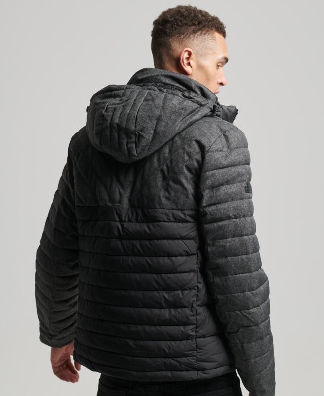 uy Superdry hombres chaqueta fuji de mezcla de tweed gris oscuro DT2N8Z4548 ropa