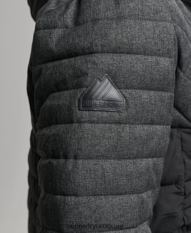 uy Superdry hombres chaqueta fuji de mezcla de tweed gris oscuro DT2N8Z4548 ropa