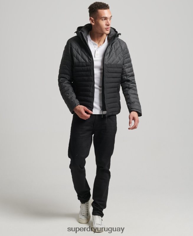 uy Superdry hombres chaqueta fuji de mezcla de tweed gris oscuro DT2N8Z4548 ropa