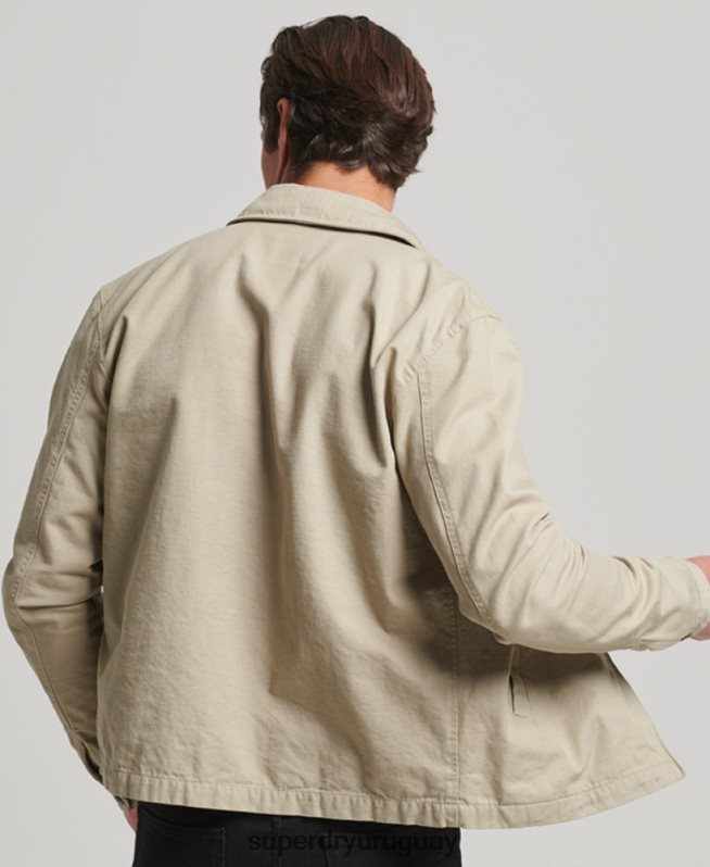 uy Superdry hombres chaqueta harrington clásica crema DT2N8Z913 ropa