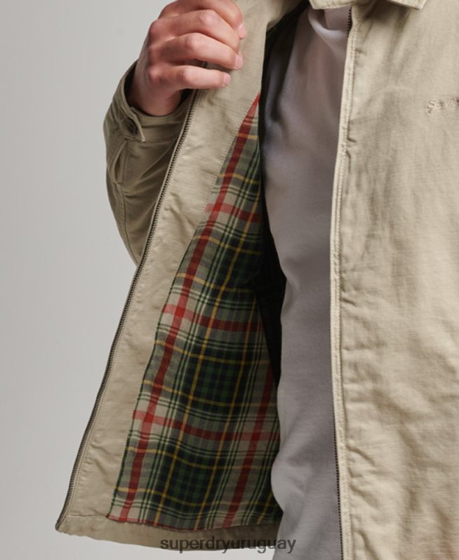 uy Superdry hombres chaqueta harrington clásica crema DT2N8Z913 ropa