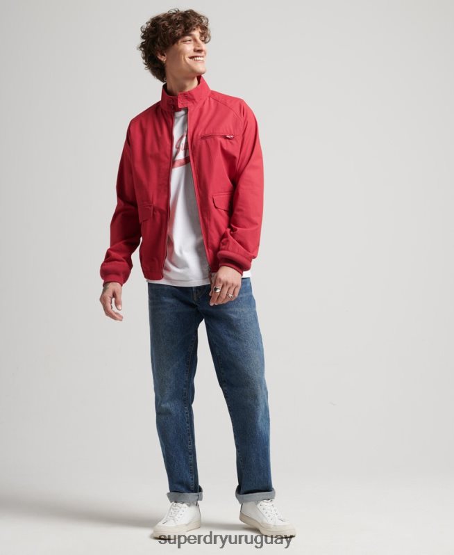 uy Superdry hombres chaqueta harrington colegial vintage rojo DT2N8Z4466 ropa