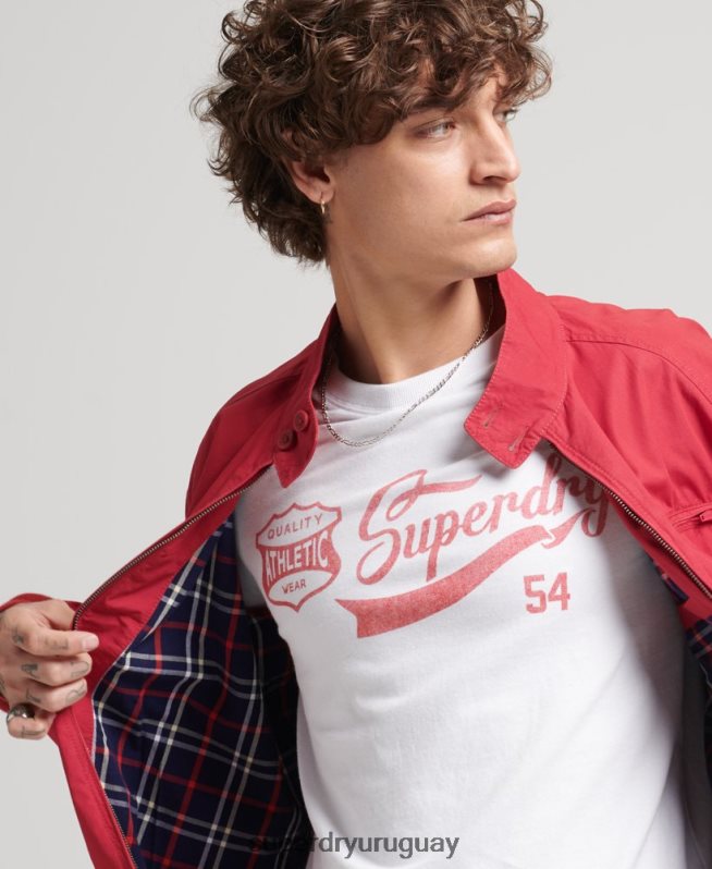 uy Superdry hombres chaqueta harrington colegial vintage rojo DT2N8Z4466 ropa