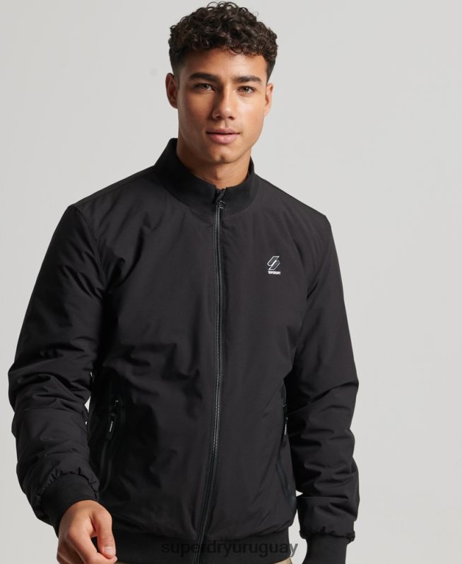 uy Superdry hombres chaqueta harrington de entrenamiento negro DT2N8Z1038 ropa