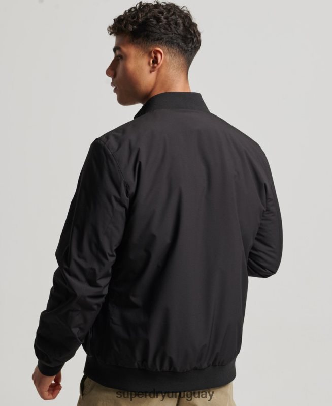 uy Superdry hombres chaqueta harrington de entrenamiento negro DT2N8Z1038 ropa