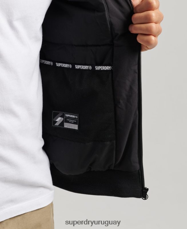 uy Superdry hombres chaqueta harrington de entrenamiento negro DT2N8Z1038 ropa