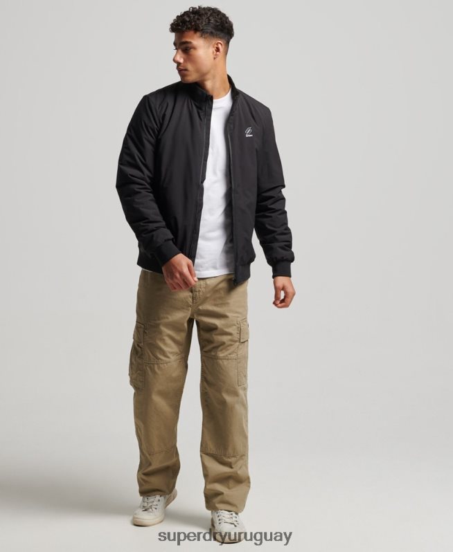 uy Superdry hombres chaqueta harrington de entrenamiento negro DT2N8Z1038 ropa