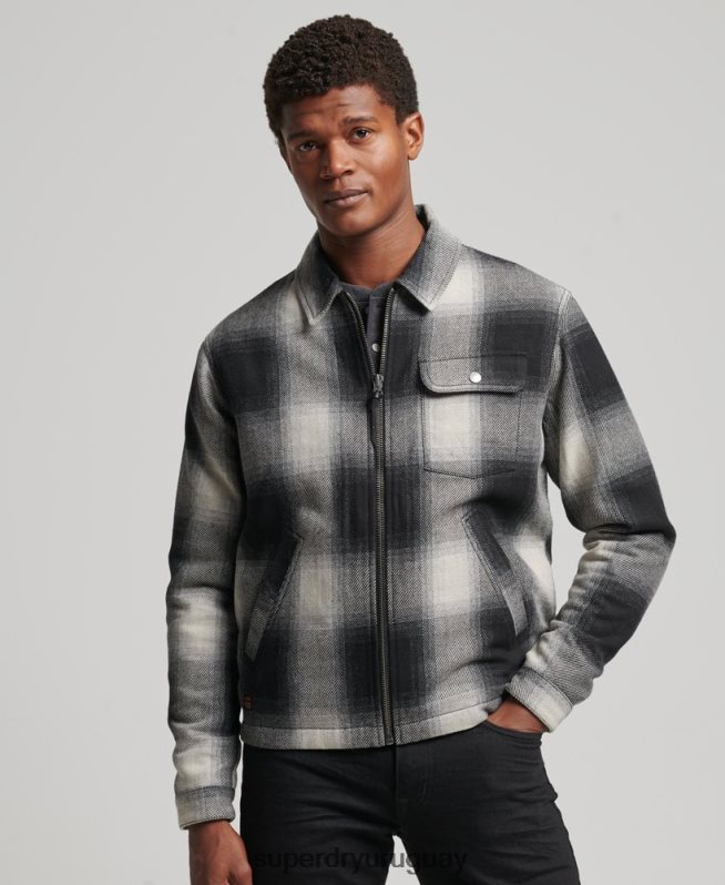 uy Superdry hombres chaqueta harrington de lana vintage negro DT2N8Z4594 ropa