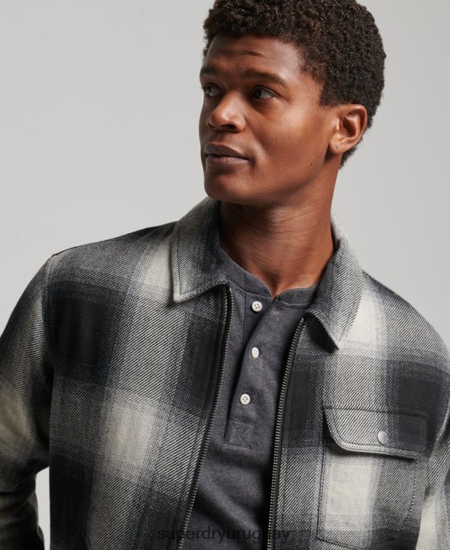uy Superdry hombres chaqueta harrington de lana vintage negro DT2N8Z4594 ropa