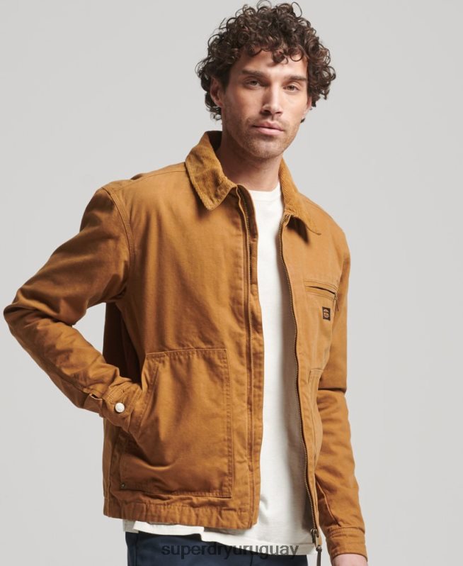 uy Superdry hombres chaqueta harrington estilo rancho vintage marrón DT2N8Z918 ropa