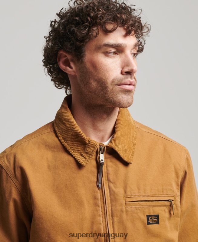 uy Superdry hombres chaqueta harrington estilo rancho vintage marrón DT2N8Z918 ropa
