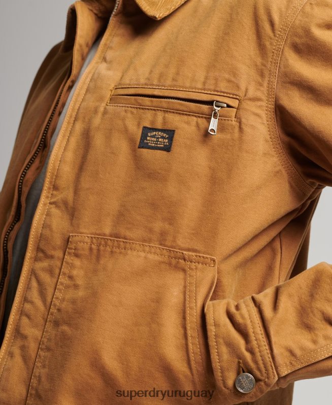 uy Superdry hombres chaqueta harrington estilo rancho vintage marrón DT2N8Z918 ropa