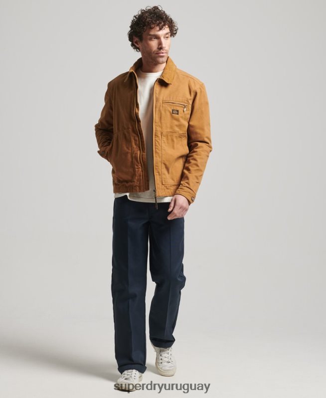 uy Superdry hombres chaqueta harrington estilo rancho vintage marrón DT2N8Z918 ropa