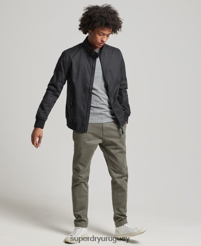 uy Superdry hombres chaqueta harrington icónica negro DT2N8Z4611 ropa