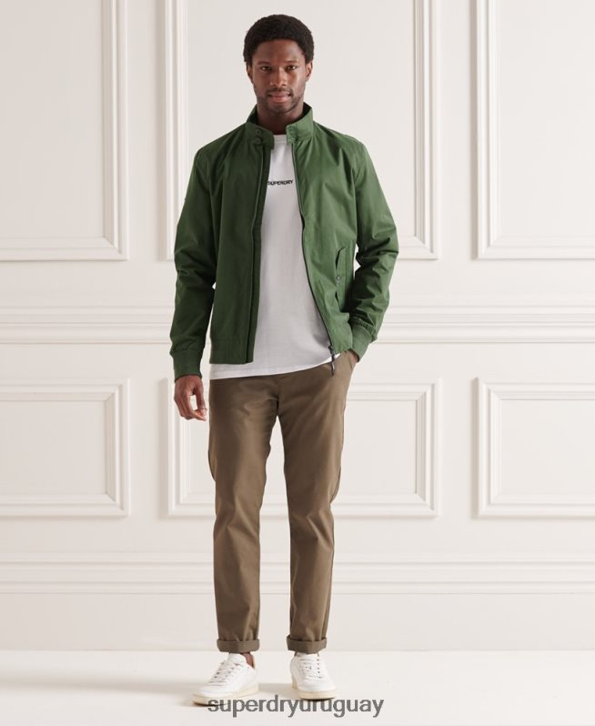 uy Superdry hombres chaqueta harrington icónica verde DT2N8Z4614 ropa