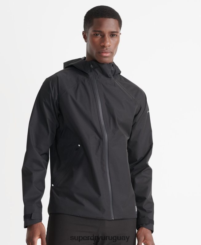 uy Superdry hombres chaqueta impermeable asimétrica de entrenamiento negro DT2N8Z4787 ropa
