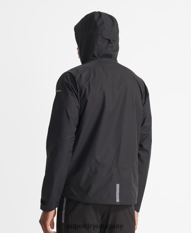uy Superdry hombres chaqueta impermeable asimétrica de entrenamiento negro DT2N8Z4787 ropa