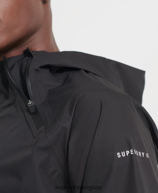 uy Superdry hombres chaqueta impermeable asimétrica de entrenamiento negro DT2N8Z4787 ropa