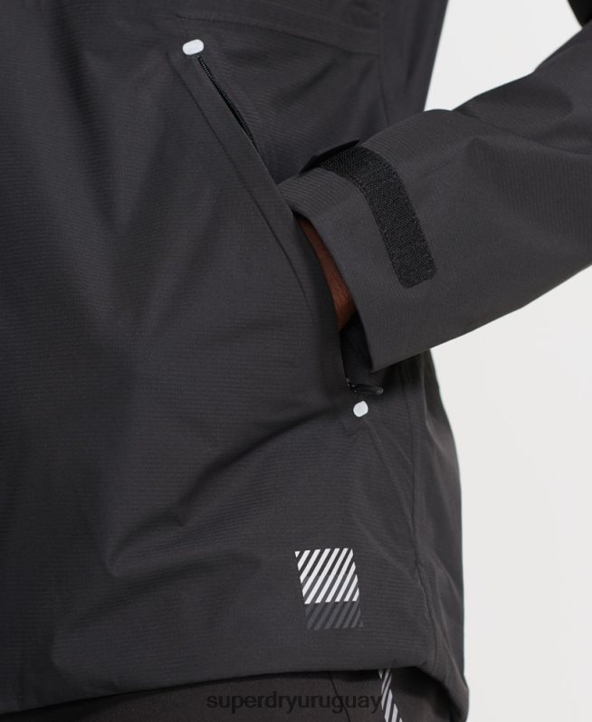 uy Superdry hombres chaqueta impermeable asimétrica de entrenamiento negro DT2N8Z4787 ropa