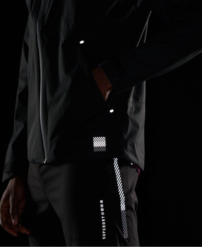 uy Superdry hombres chaqueta impermeable asimétrica de entrenamiento negro DT2N8Z4787 ropa