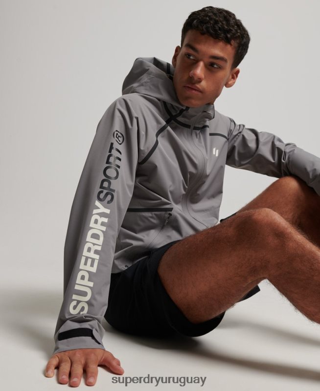 uy Superdry hombres chaqueta impermeable gris DT2N8Z1011 ropa