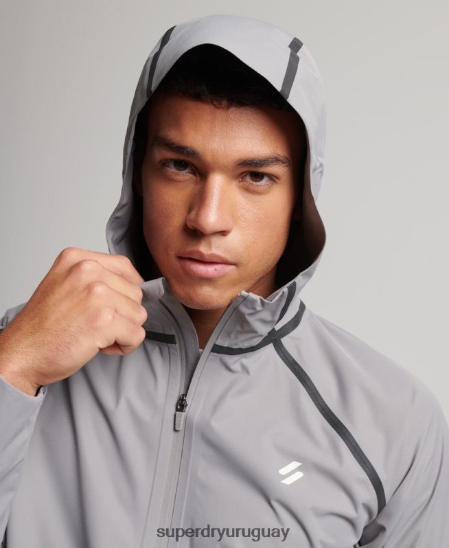 uy Superdry hombres chaqueta impermeable gris DT2N8Z1011 ropa