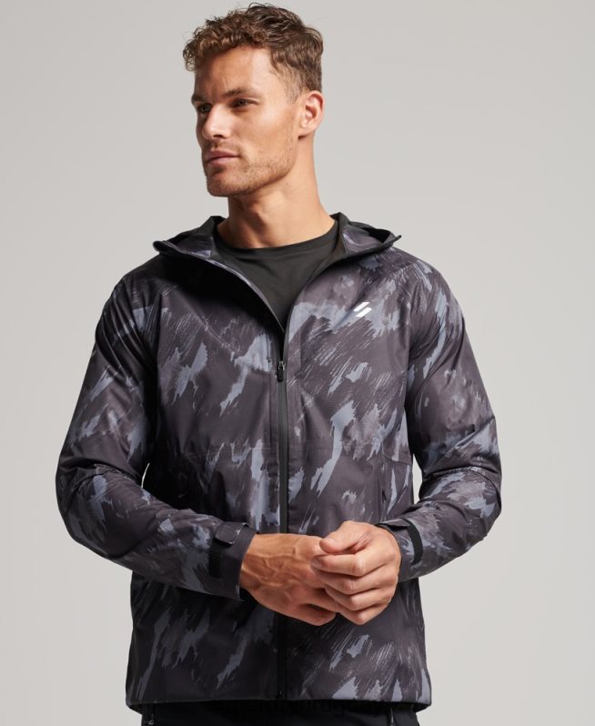 uy Superdry hombres chaqueta impermeable gris oscuro DT2N8Z1026 ropa