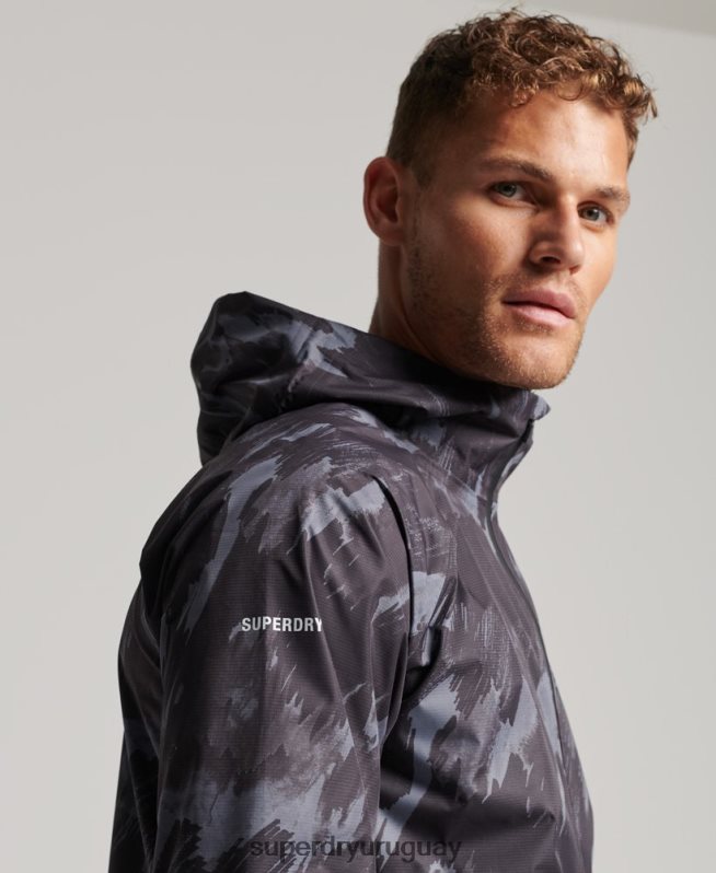uy Superdry hombres chaqueta impermeable gris oscuro DT2N8Z1026 ropa