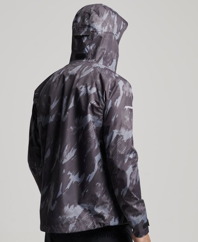 uy Superdry hombres chaqueta impermeable gris oscuro DT2N8Z1026 ropa