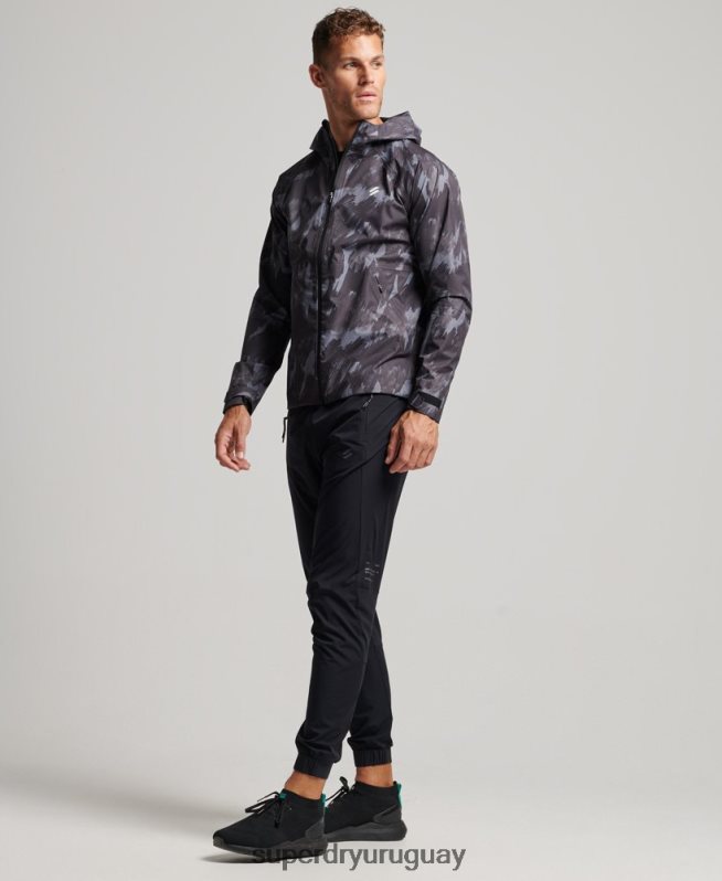 uy Superdry hombres chaqueta impermeable gris oscuro DT2N8Z1026 ropa